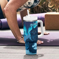 Yule Be Eaten Personalized Tumbler With Handle Christmas Cat Jolakotturinn Icelandic - Wonder Print Shop