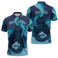 Yule Be Eaten Personalized Zipper Polo Shirt Christmas Cat Jolakotturinn Icelandic - Wonder Print Shop