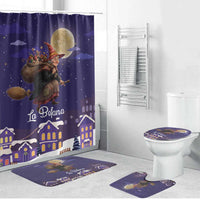 Italy Christmas Bathroom Set La Befana Flying Over Winter Night - Wonder Print Shop