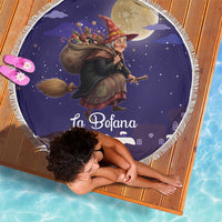 Italy Christmas Beach Blanket La Befana Flying Over Winter Night - Wonder Print Shop