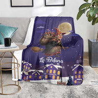 Italy Christmas Blanket La Befana Flying Over Winter Night - Wonder Print Shop