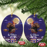 Italy Christmas Ceramic Ornament La Befana Flying Over Winter Night - Wonder Print Shop
