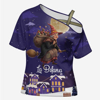 Italy Christmas Cross Shoulder Shirt La Befana Flying Over Winter Night - Wonder Print Shop