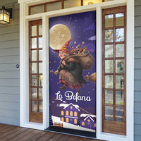 Italy Christmas Door Cover La Befana Flying Over Winter Night - Wonder Print Shop