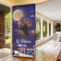 Italy Christmas Door Cover La Befana Flying Over Winter Night - Wonder Print Shop