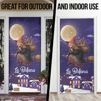 Italy Christmas Door Cover La Befana Flying Over Winter Night - Wonder Print Shop