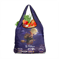 Italy Christmas Grocery Bag La Befana Flying Over Winter Night - Wonder Print Shop