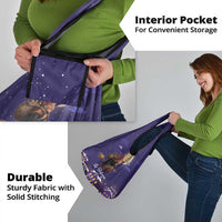 Italy Christmas Grocery Bag La Befana Flying Over Winter Night - Wonder Print Shop