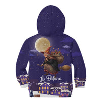 Italy Christmas Kid Hoodie La Befana Flying Over Winter Night - Wonder Print Shop