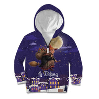 Italy Christmas Kid Hoodie La Befana Flying Over Winter Night - Wonder Print Shop