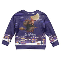 Italy Christmas Kid Ugly Christmas Sweater La Befana Flying Over Winter Night - Wonder Print Shop