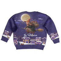 Italy Christmas Kid Ugly Christmas Sweater La Befana Flying Over Winter Night - Wonder Print Shop