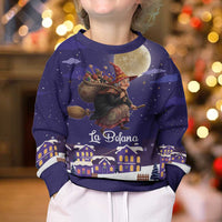 Italy Christmas Kid Ugly Christmas Sweater La Befana Flying Over Winter Night - Wonder Print Shop
