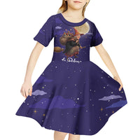 Italy Christmas Kid Short Sleeve Dress La Befana Flying Over Winter Night - Wonder Print Shop