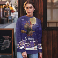 Italy Christmas Ugly Christmas Sweater La Befana Flying Over Winter Night - Wonder Print Shop