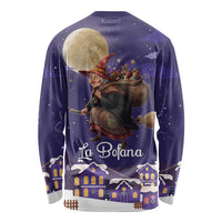 Italy Christmas Long Sleeve Shirt La Befana Flying Over Winter Night - Wonder Print Shop