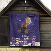 Italy Christmas Quilt La Befana Flying Over Winter Night - Wonder Print Shop