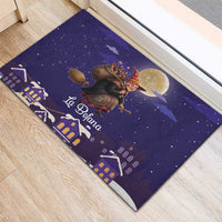 Italy Christmas Rubber Doormat La Befana Flying Over Winter Night - Wonder Print Shop