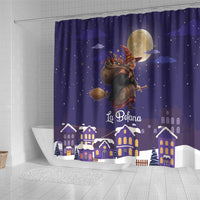 Italy Christmas Shower Curtain La Befana Flying Over Winter Night - Wonder Print Shop