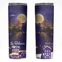 Italy Christmas Skinny Tumbler La Befana Flying Over Winter Night - Wonder Print Shop