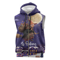 Italy Christmas Sleeveless Zip Hoodie La Befana Flying Over Winter Night - Wonder Print Shop