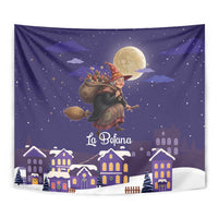 Italy Christmas Tapestry La Befana Flying Over Winter Night - Wonder Print Shop