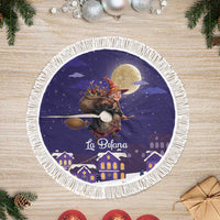 Italy Christmas Tree Skirt La Befana Flying Over Winter Night - Wonder Print Shop