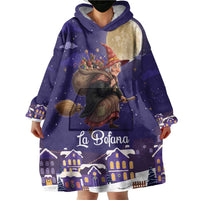 Italy Christmas Wearable Blanket Hoodie La Befana Flying Over Winter Night - Wonder Print Shop