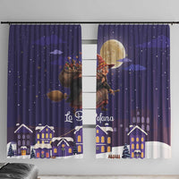 Italy Christmas Window Curtain La Befana Flying Over Winter Night - Wonder Print Shop