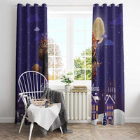 Italy Christmas Window Curtain La Befana Flying Over Winter Night - Wonder Print Shop