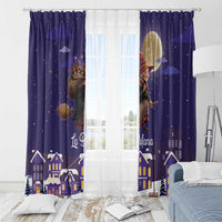 Italy Christmas Window Curtain La Befana Flying Over Winter Night - Wonder Print Shop