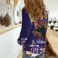 Italy Christmas Women Casual Shirt La Befana Flying Over Winter Night - Wonder Print Shop