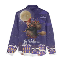 Italy Christmas Women Casual Shirt La Befana Flying Over Winter Night - Wonder Print Shop