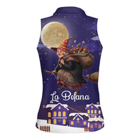 Italy Christmas Women Sleeveless Polo Shirt La Befana Flying Over Winter Night - Wonder Print Shop