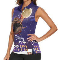 Italy Christmas Women Sleeveless Polo Shirt La Befana Flying Over Winter Night - Wonder Print Shop