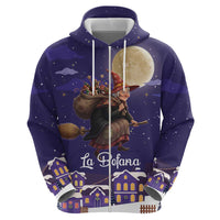 Italy Christmas Zip Hoodie La Befana Flying Over Winter Night - Wonder Print Shop