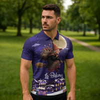 Italy Christmas Zipper Polo Shirt La Befana Flying Over Winter Night - Wonder Print Shop