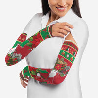 Italy Christmas Arm Sleeves Italian Map Poinsettia - Wonder Print Shop
