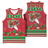 Italy Christmas Basketball Jersey Italian Map Poinsettia - Wonder Print Shop