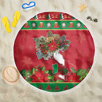 Italy Christmas Beach Blanket Italian Map Poinsettia - Wonder Print Shop