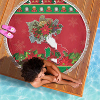Italy Christmas Beach Blanket Italian Map Poinsettia - Wonder Print Shop