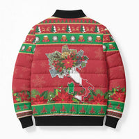 Italy Christmas Bomber Puffer Jacket Italian Map Poinsettia - Wonder Print Shop