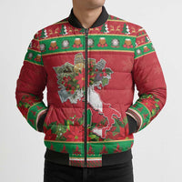 Italy Christmas Bomber Puffer Jacket Italian Map Poinsettia - Wonder Print Shop