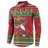 Italy Christmas Button Sweatshirt Italian Map Poinsettia - Wonder Print Shop