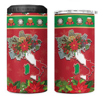 Italy Christmas 4 in 1 Can Cooler Tumbler Italian Map Poinsettia - Wonder Print Shop
