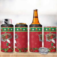 Italy Christmas 4 in 1 Can Cooler Tumbler Italian Map Poinsettia - Wonder Print Shop