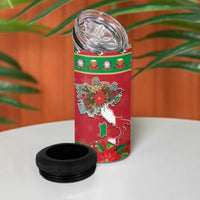 Italy Christmas 4 in 1 Can Cooler Tumbler Italian Map Poinsettia - Wonder Print Shop