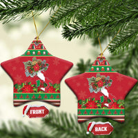 Italy Christmas Ceramic Ornament Italian Map Poinsettia - Wonder Print Shop