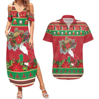 Italy Christmas Couples Matching Summer Maxi Dress and Hawaiian Shirt Italian Map Poinsettia - Wonder Print Shop