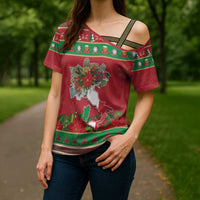 Italy Christmas Cross Shoulder Shirt Italian Map Poinsettia - Wonder Print Shop
